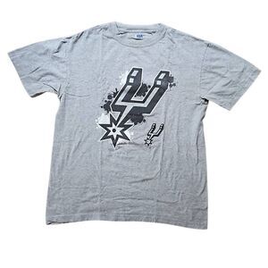 NBA Men's San Antonio Spurs Short Sleeve Tee Gray Black Logo Large